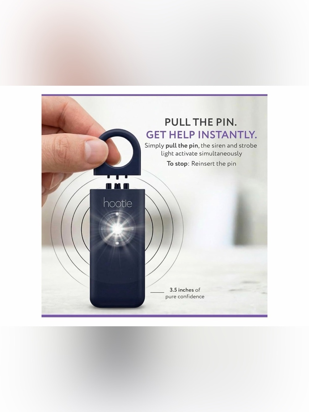 Hootie Personal Safety Alarm - Dark Blue - Picture 3 of 6